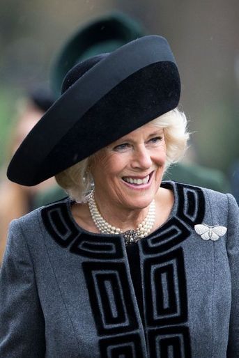 La duchesse de Cornouailles Camilla à Sandringham, le 25 décembre 2015