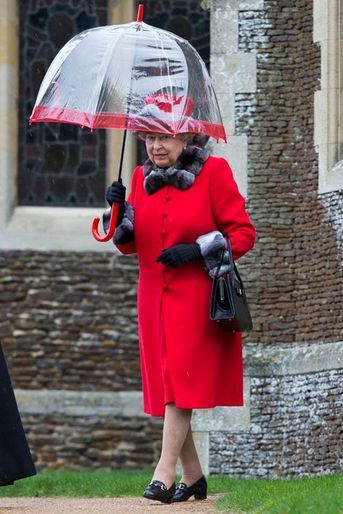La reine Elizabeth II à Sandringham, le 25 décembre 2015