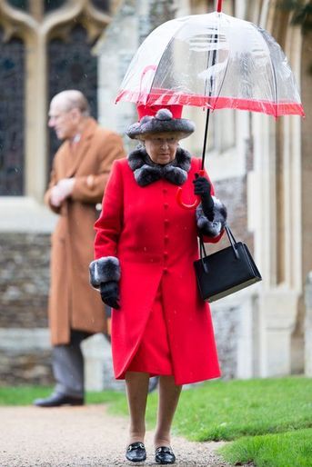 La reine Elizabeth II avec le prince Philip à Sandringham, le 25 décembre 2015
