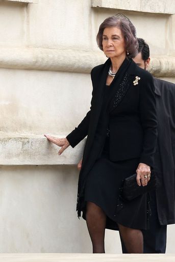 L&#039;ex-reine Sofia d&#039;Espagne aux obsèques de l&#039;ex-roi Michel de Roumanie à Bucarest, le 16 décembre 2017