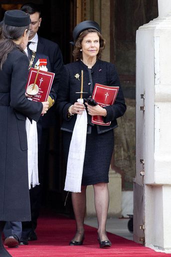 La reine Silvia de Suède aux obsèques de l&#039;ex-roi Michel de Roumanie à Bucarest, le 16 décembre 2017