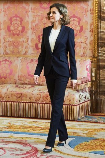 La reine Letizia d'Espagne au Palais royal à Madrid, le 14 décembre 2015