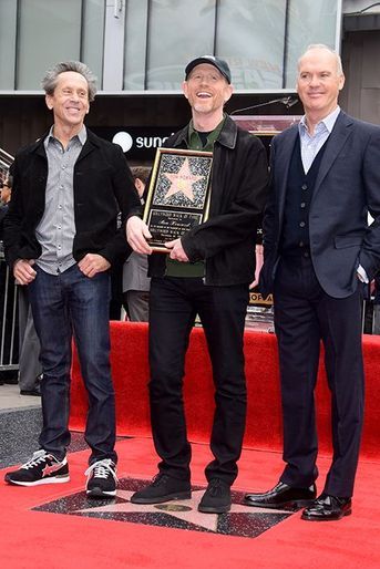 Brian Grazer, Ron Howard et Michael Keaton à Los Angeles le 10 décembre 2015
