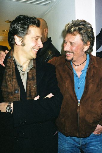 Johnny Hallyday et Laurent Gerra en 2004.