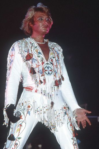 Johnny Hallyday en concert à Paris.