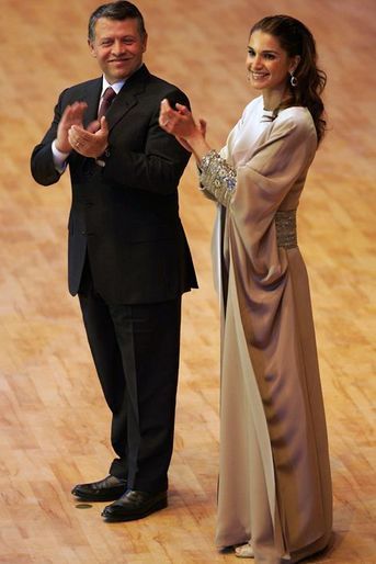 La reine Rania de Jordanie avec le roi Abdallah II, le 28 juin 2009