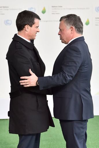 Le roi Abdallah II de Jordanie et Manuel Valls à la COP21 à  Paris, le 30 novembre 2015