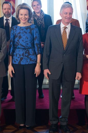La reine Mathilde et le roi Philippe de Belgique au Palais royal à Bruxelles, le 25 novembre 2015