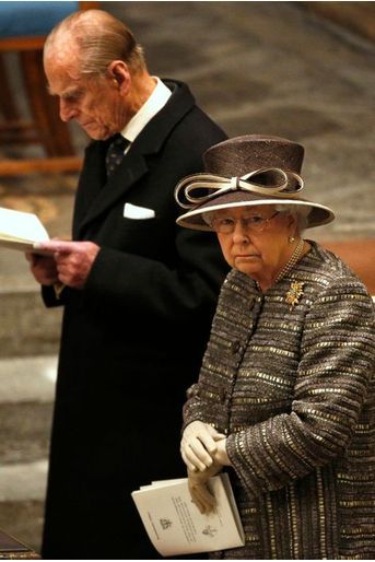 La reine Elizabeth II et le prince Philip à l'abbaye de Westminster, le 24 novembre 2015
