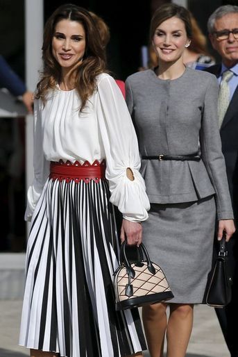 La reine Letizia d'Espagne et la reine Rania de Jordanie à Madrid, le 20 novembre 2015