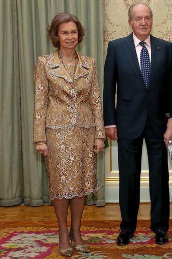 L'ex-reine Sofia et l'ex-roi Juan Carlos d'Espagne à Madrid, le 19 novembre 2015