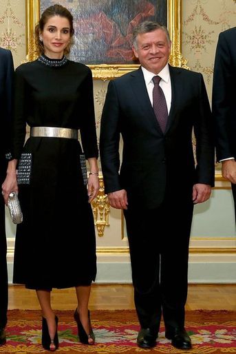 La reine Rania et le roi Abdallah II de Jordanie à Madrid, le 19 novembre 2015