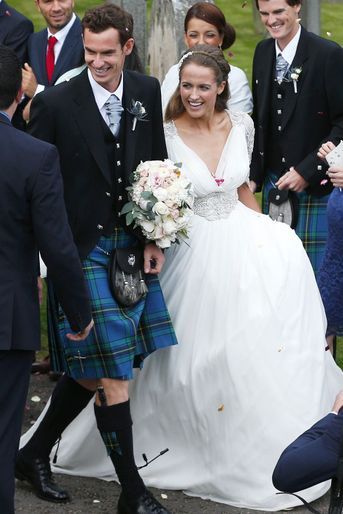 Kim Sears et Andy Murray, le jour de leur mariage, le 11 avril 2015 à Dunblane