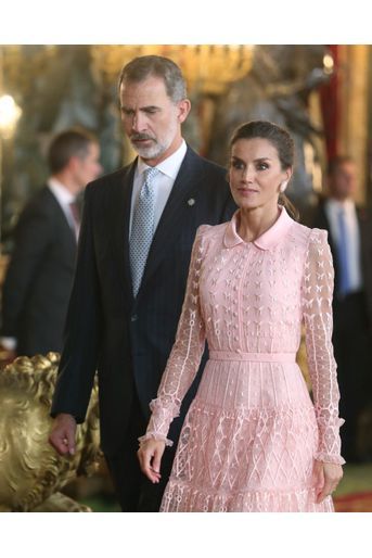 La reine Letizia et le roi Felipe VI d&#039;Espagne à Madrid, le 12 octobre 2019