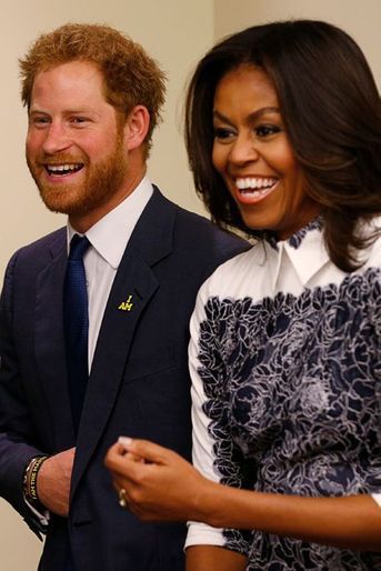 Le prince Harry avec Michelle Obama à Fort Belvoir en Virginie, le 28 octobre 2015
