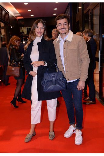Camille Cerf et Cyrille lors de la soirée de réouverture de la boutique "Breitling", à Paris, le 3 octobre 2019.