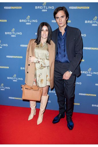 Capucine Anav et Alain-Fabien Delon lors de la soirée de réouverture de la boutique "Breitling", à Paris, le 3 octobre 2019.