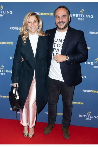 François-Xavier Demaison et Anaïs Tihay lors de la soirée de réouverture de la boutique "Breitling", à Paris, le 3 octobre 2019.