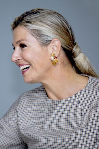 Les boucles d'oreille de la reine Maxima des Pays-Bas à Amersfoort, le 3 octobre 2019