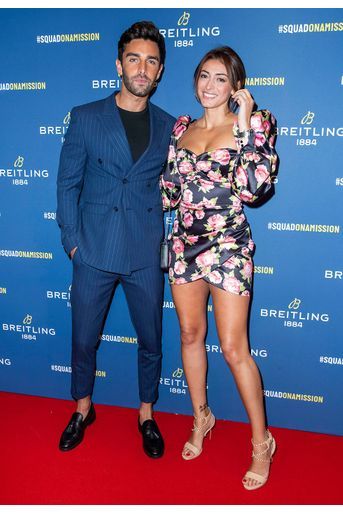 Rachel Legrain-Trapani et Valentin Léonard lors de la soirée de réouverture de la boutique "Breitling", à Paris, le 3 octobre 2019.