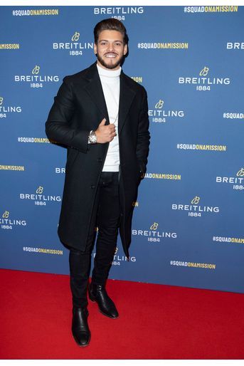 Rayane Bensetti lors de la soirée de réouverture de la boutique "Breitling", à Paris, le 3 octobre 2019.