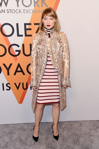 Léa Seydoux à la soirée d&#039;inauguration de l&#039;exposition Louis Vuitton à New York, le 26 octobre 2017.