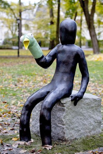 L'une des nouvelles sculptures du parc Princesse Ingrid Alexandra à Oslo, le 19 octobre 2017