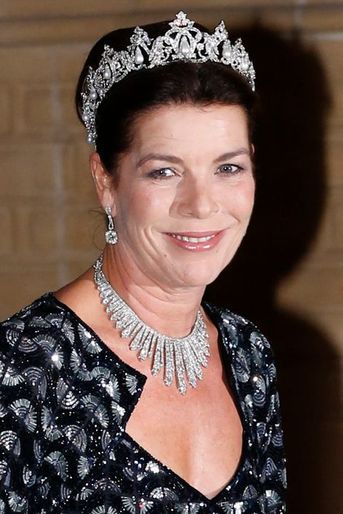 La princesse Caroline de Monaco avec la &quot;Cartier Pearl Drop tiara&quot; 