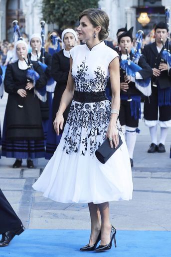La reine Letizia d'Espagne à Oviedo, le 20 octobre 2017