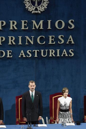 La reine Letizia et le roi Felipe VI d'Espagne à Oviedo, le 20 octobre 2017