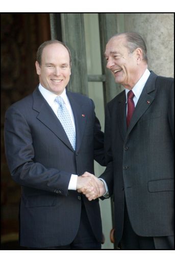 Jacques Chirac avec Albert de Monaco à l&#039;Elysée en novembre 2005.