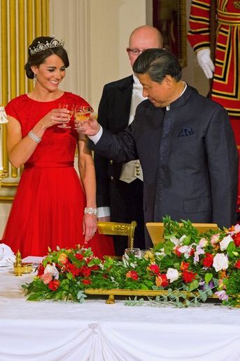 La duchesse Kate et le président chinois Xi Jinping à Buckingham Palace, le 20 octobre 2015