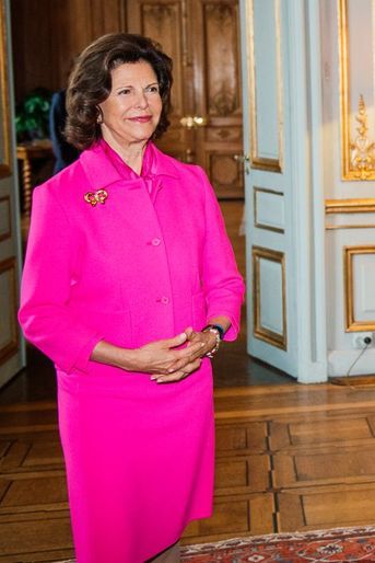 La reine Silvia de Suède au Palais royal à Stockholm, le 18 octobre 2015