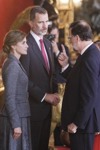 La reine Letizia et le roi Felipe VI d'Espagne à Madrid, le 12 octobre 2017