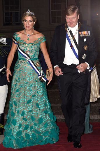 La reine Maxima avec le roi Willem-Alexander des Pays-Bas à Lisbonne, le 10 octobre 2017