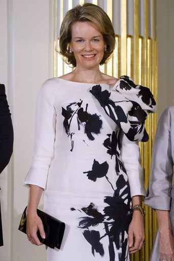 La reine Mathilde de Belgique à Bruxelles, le 8 octobre 2015