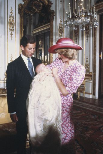 Lady Diana et le prince Charles le jour du baptême du prince William, le 4 août 1982