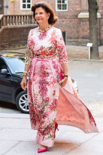 La reine Silvia de Suède à Stockholm, le 28 août 2019