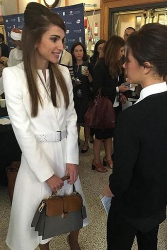 La reine Rania de Jordanie, avec Victoria Beckham, à New York le 27 septembre 2015