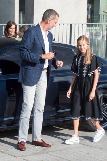 La reine Letizia et le roi Felipe VI d&#039;Espagne avec les princesses Sofia et Leonor à Madrid, le 27 août 2019