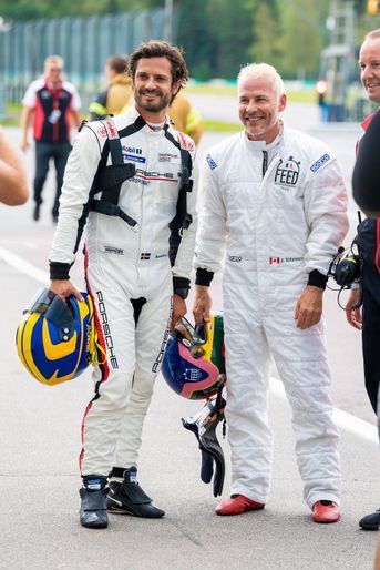 Le prince Carl Philip de Suède sur le circuit suédois de Gellerasen, le 18 août 2019