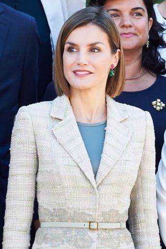 La reine Letizia d'Espagne au palais de la Zarzuela à Madrid, le 29 septembre 2015