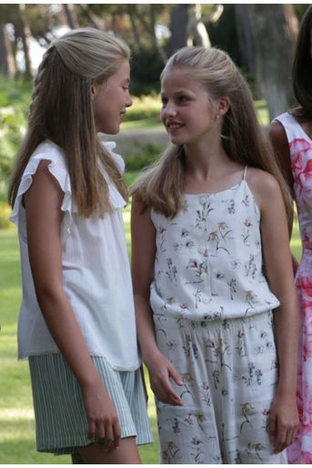 Les princesses Leonor et Sofia d'Espagne au palais de Marivent à Palma de Majorque, le 4 août 2019
