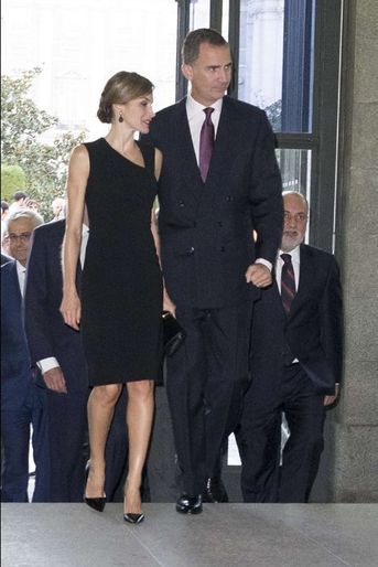 La reine Letizia et le roi Felipe VI d'Espagne au Teatro Real à Madrid, le 22 septembre 2015