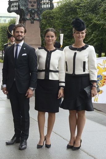 Le prince Carl Philip et les princesses Sofia et Madeleine de Suède à Stockholm, le 15 septembre 2015