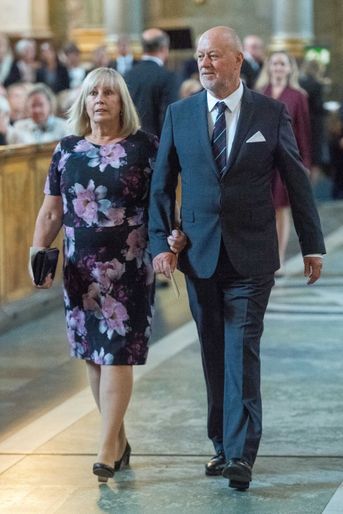 Marie et Erik Hellqvist, les parents de la princesse Sofia de Suède, à Stockholm, le 4 septembre 2017