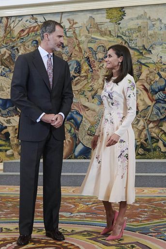 La reine Letizia et le roi Felipe VI d'Espagne à Madrid, le 8 juillet 2019