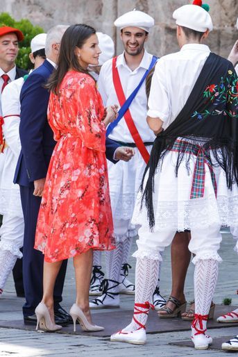La reine Letizia d'Espagne au monastère de Yuso à San Millán de la Cogolla, le 5 juillet 2019