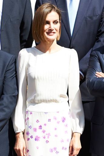 La reine Letizia d&#039;Espagne au palais de la Zarzuela à Madrid, le 3 septembre 2015