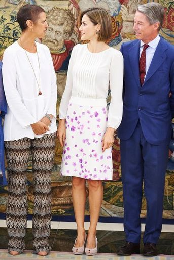 La reine Letizia d&#039;Espagne au palais de la Zarzuela à Madrid, le 3 septembre 2015